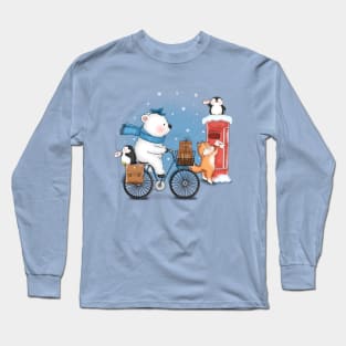 Cute Polar Bear Sends Letters Long Sleeve T-Shirt